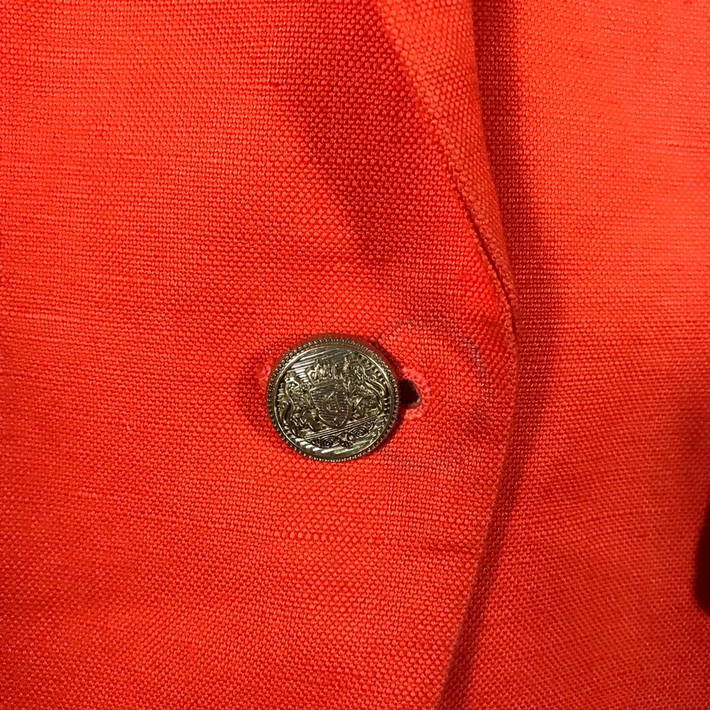 โSoldโ MNG Suit Cotton/Linens Blazer Jacket Orange - Picture 7 of 8